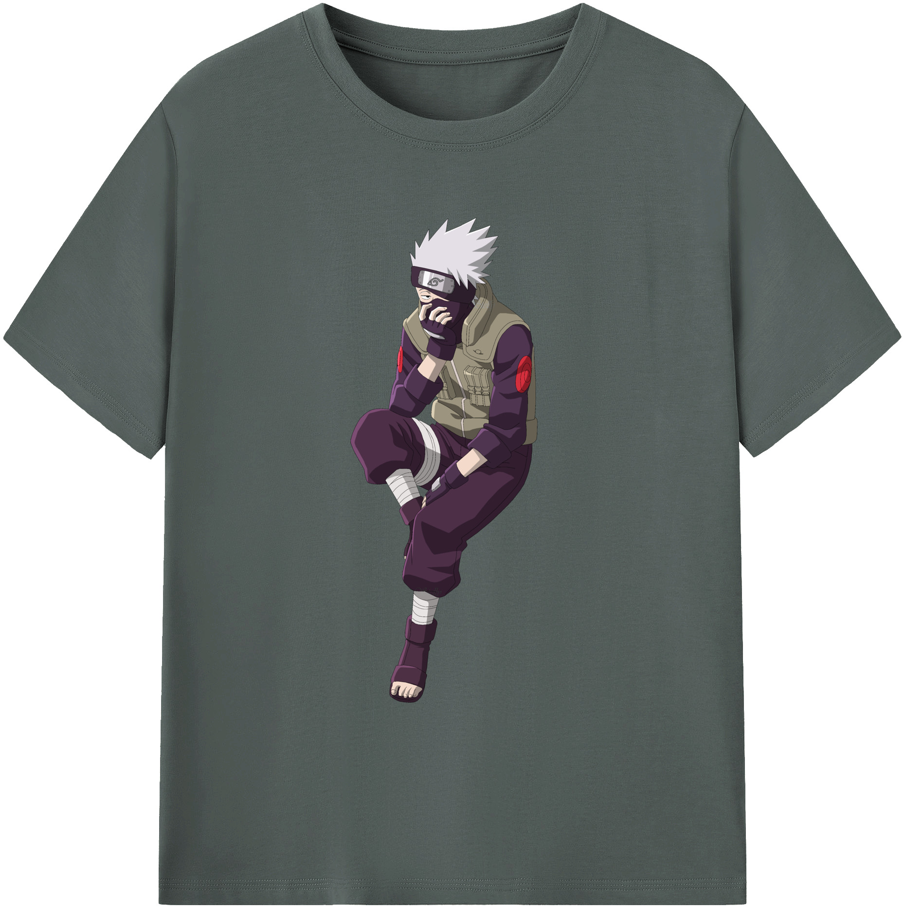（画像用） NARUTO -ナルト- はたけ カカシ Hatake Kakashi 綿100％ メンズ半袖Tシャツ｜肌触りやわらか＆通気性